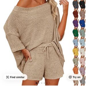 Coffee Color Knit Two-Piece Set